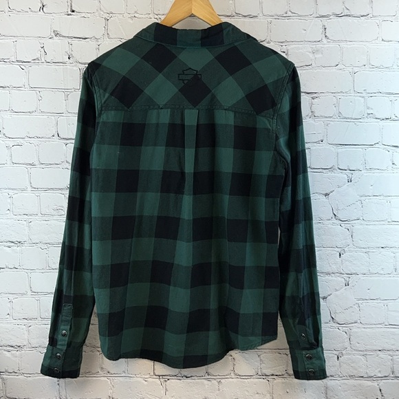 HarleyDavidson Tops Harley Davidson Womens Black Green Plaid